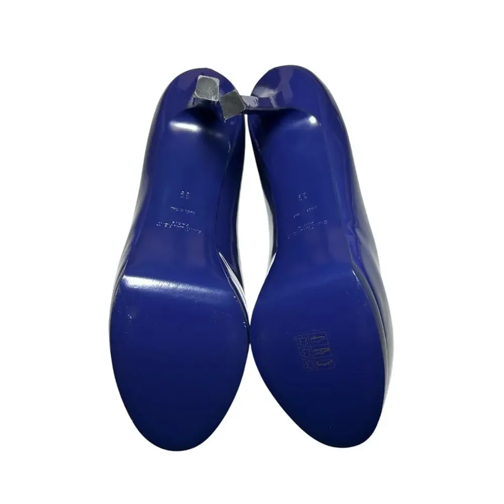 SAINT LAURENT Tribtoo Blue Patent Leather Platform Heels Pumps NEW Authentic 39 - Picture 8 of 9
